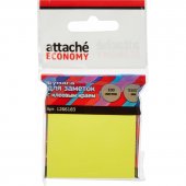 Стикеры Attache Economy с клеевым краем, 51x51 мм, 100 листов, цвет неоновый желтый