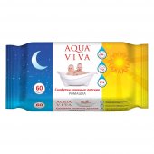 Салфетки влажные Aqua Viva, 60 шт, детские, ромашка