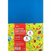 Картон цветной №1 School «Отличник», А4, 8 листов, 8 цветов, немелованный, в папке Картон цветной №1 School «Отличник», А4, 8 листов, 8 цветов, немелованный, в папке