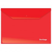 Папка-конверт на кнопке Berlingo, А4, 180 мкм, красная