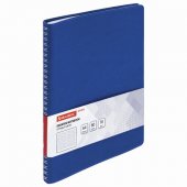 Тетрадь В5 (200×252 мм), BRAUBERG «Office PRO», под кожу, гребень, клетка, 80 л., синий