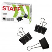 Зажимы 41мм КОМПЛЕКТ 12шт,  STAFF" EVERYDAY", на 200 листов, черные, картонная коробка