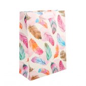 Пакет подарочный «Пёрышки», розовый, 30 × 12 × 42 см