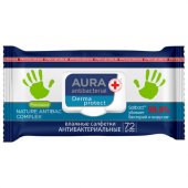 Салфетки влажные Aura Derma Protect, big-pack с крышкой, 15*20см,72шт., антибакт. с ромашкой