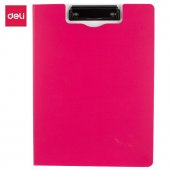 Папка-планшет (с крышкой) Deli «Rio», А4, плотная 2мм, с верхним прижимом, ПВХ, розовая