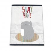Тетрадь №1 School "Paper Cat Stay", А5, 48 листов, на скрепке, клетка, мелованный картон, УФ-лак