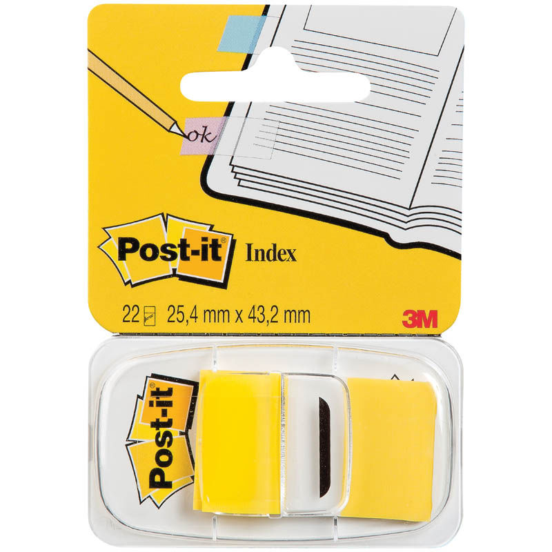 Закладки-флажки самоклеящиеся «POST-IT», пластиковые, 25 × 43 мм, 22 шт., желтые