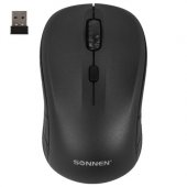 Мышь беспроводная SONNEN V-111, USB, 800/1200/1600 dpi, 4 кнопки, оптическая, черная Мышь беспроводная SONNEN V-111, USB, 800/1200/1600 dpi, 4 кнопки, оптическая, черная