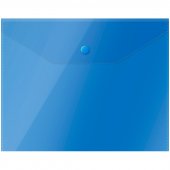 Папка-конверт на кнопке OfficeSpace А5, 150мкм, полупрозрачная, синяя