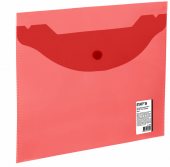 Папка-конверт с кнопкой МАЛОГО ФОРМАТА (240х190 мм), А5, прозрачная, красная, 0,15 мм, STAFF