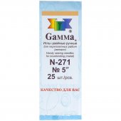 Иглы для шитья ручные Gamma N-271, 12 см, 25 шт. в конверте