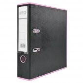 Папка-регистратор А4 75мм двухсторонний ПВХ черная/розовая Moya, плотная (тол. 2,5мм), разборная