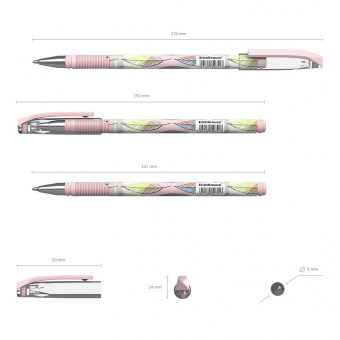 Ручка шариковая ErichKrause ColorTouch Stick Flora узел 0.7, линия письма 0,35,  цвет чернил синий