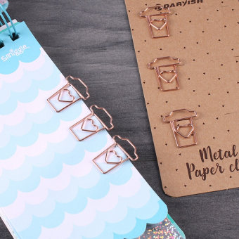 Скрепки металлические "Капучино" цветн. "Darvish" 6шт/уп (набор)