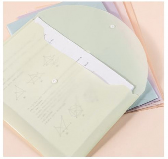 Папка-конверт на кнопке Deli Colorful ассорти пастель, А4 330*237 мм, 8мм, 0.16мм, полипропилен