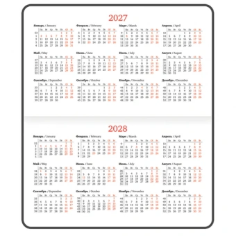 Еженедельник датированный 2027, МАЛЫЙ ФОРМАТ, 95х155 мм, А6, BRAUBERG "Vista", под кожу, "Meadow", 118188