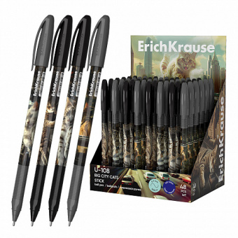 Ручка шариковая ErichKrause U-108 Stick Big City Cats 1.0, Ultra Glide Technology, цвет чернил синий
