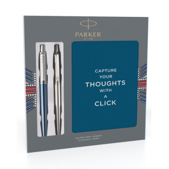 Набор Parker «Jotter Waterloo Blue CT+SS»: ручка шариковая и блокнот