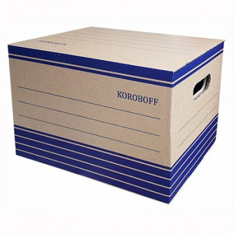 Короб архивный с крышкой из гофрированного картона 324*245*235мм KOROBOFF бурый