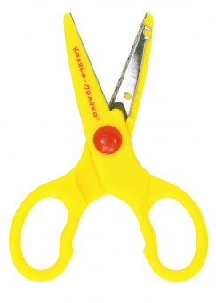 Ножницы детские Каляка-Маляка фигурные ЗИГЗАГ, безопасные 135мм, ручки пластиковые желтые, металл+пластик
