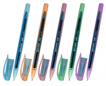 Ручка шариковая масляная BRAUBERG "BOMB GT Pastel", СИНЯЯ, прорезиненный корпус ассорти, узел 0,7 мм, линия письма 0,35 мм