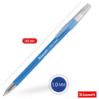 Ручка шариковая Luxor "Stick Neon" синяя, 0,7мм, корпус аасорти