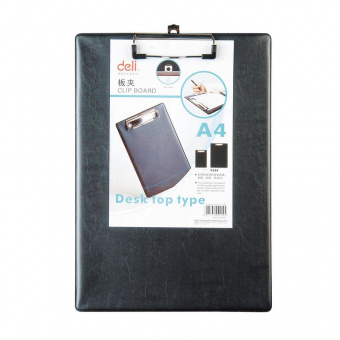 Папка-планшет Deli, с верхним прижимом, А4, ПВХ, черный