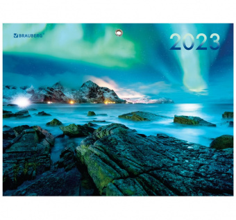 Календарь квартальный на 2023 г., 3 блока, 3 гребня, с бегунком, мелованная бумага, "NATURE", BRAUBERG