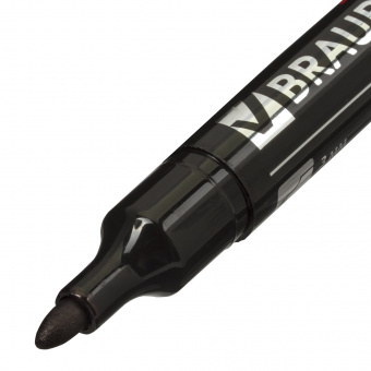 Маркер перманентный (нестираемый) BRAUBERG, круглый наконечник 3мм, черный