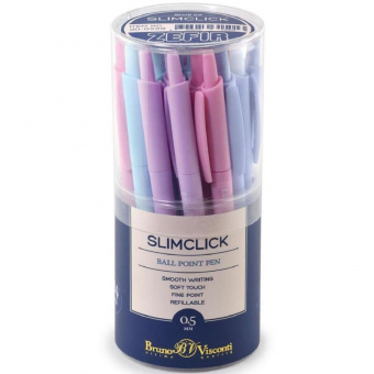 Ручка шариковая автоматическая BRUNO VISCONTI "SlimClick", "Zefir", СИНЯЯ, ассорти, узел 0,5 мм, линия письма 0,3 мм