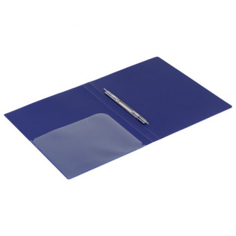 Папка с металлическим скоросшивателем и внутренним карманом BRAUBERG "Диагональ", темно-синяя, до 100 листов, 0,6 мм