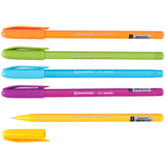 Ручка шариковая, синий стержень, корпус цветной