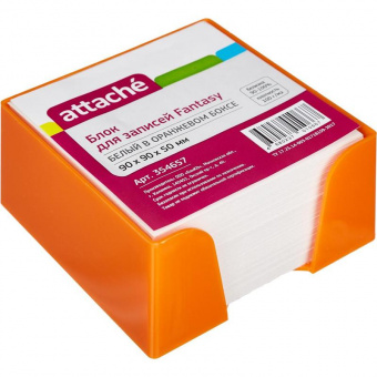 Блок для записей непроклеенный ATTACHE «Fantasy», куб 9 × 9 × 5 см, белый, оранжевый бокс