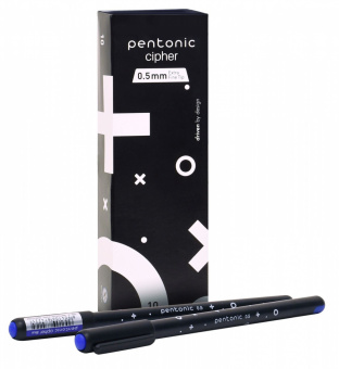 Ручка шариковая Linc PENTONIC Cipher синяя 0,5 мм, черный круглый корпус, игольчатый наконечник