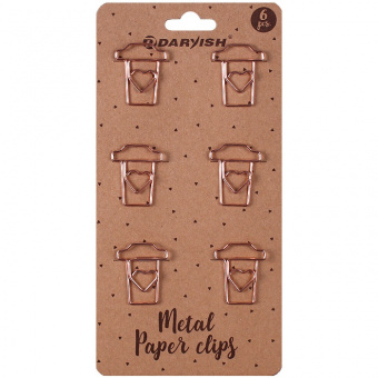 Скрепки металлические "Капучино" цветн. "Darvish" 6шт/уп (набор)