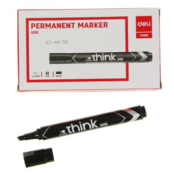 Маркер перманентный DELI «Think», скошенный наконечник 1,5 - 5 мм, черный