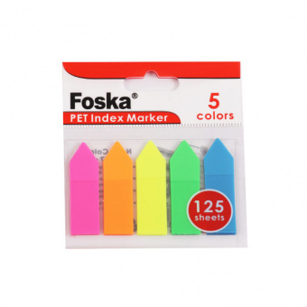 Закладки-флажки самоклеящиеся Foska, пластиковые, 12 × 4,5 мм, 5 × 25 шт., неон