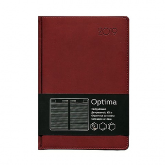 Ежедневник датированный Канц-Эксмо «Optima» на 2019 год, А5, 176 листов, искусственная кожа, бордовый
