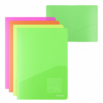 Папка-уголок пластиковая ErichKrause Glossy Neon, с 2 карманами, А4, полупрозрачный