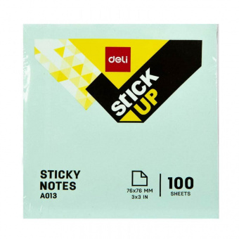 Блок самоклеящийся 76х76мм 100л Deli голубой пастель