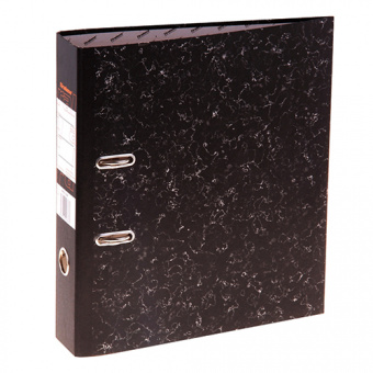 Папка-регистратор LAMARK700 75мм черный мрамор, метал.окантовка, собранный