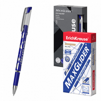 Ручка шариковая ErichKrause MaxGlider Stick&Grip 0.7, Ultra Glide Technology, цвет чернил синий