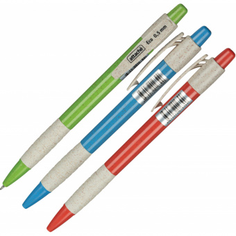 Ручка шариковая автоматическая Attache Eco, корп ассорт, цвет чернил-син