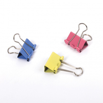 Зажимы для бумаг STAFF "Profit",  25 мм, на 100 листов, цветные КОМПЛЕКТ 12шт/уп