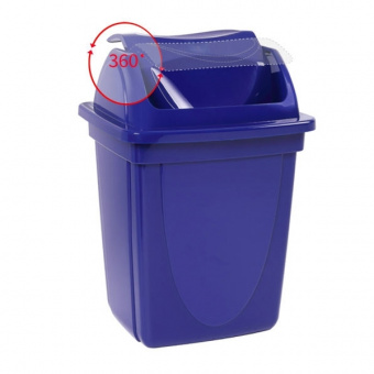 Корзина для мусора СТАММ, цельная, с крышкой, 12 литров, синяя