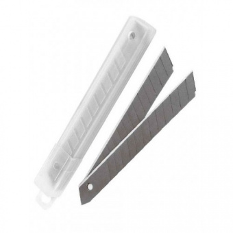 Лезвия для канцелярских ножей, комплект 10 шт., 18 мм, в пластиковом пенале