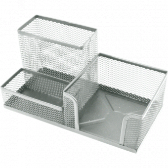 Подставка для канцелярских приналежностей "deVENTE" 20x10x10 см," металлическая 3 отделения, серебро
