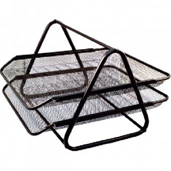 Лоток для бумаг 2-х секционный, метал. "deVENTE" 35х29,5х21 см, черный