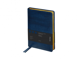 Ежедневник датированный Berlingo "xGold", 2023г., А5, 145 × 205 мм, кожзам, 184 л., синий/золотой срез