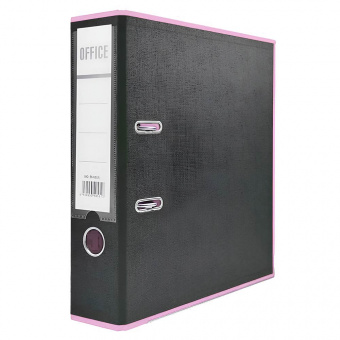 Папка-регистратор А4 75мм двухсторонний ПВХ черная/розовая Moya, плотная (тол. 2,5мм), разборная